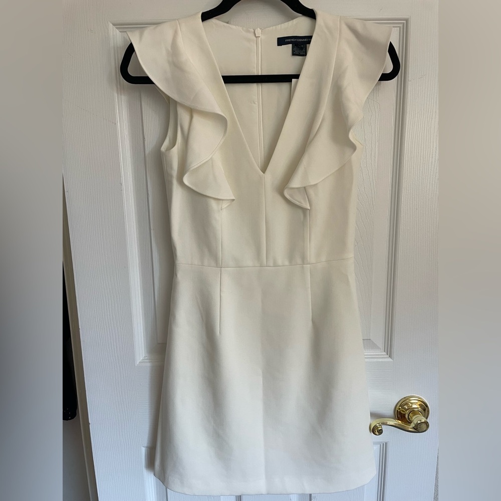 French Connection White Ruffle Dress